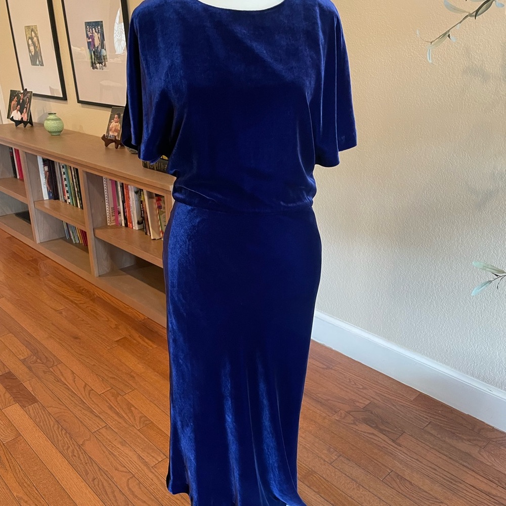 St. John Deep Royal Blue Velvet Dress